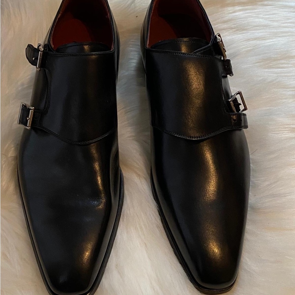 Men's Black Double Monk Strap Loafers
